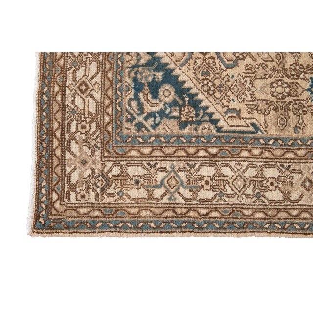 Early 20th Century Vintage Handmade Beige Medallion Wool Rug For Sale - Image 4 of 9