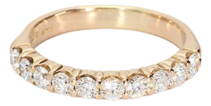 Late 20th Century 14k Yellow Gold Wedding Band With 10 Round Brilliant Diamonds - Size 8.5