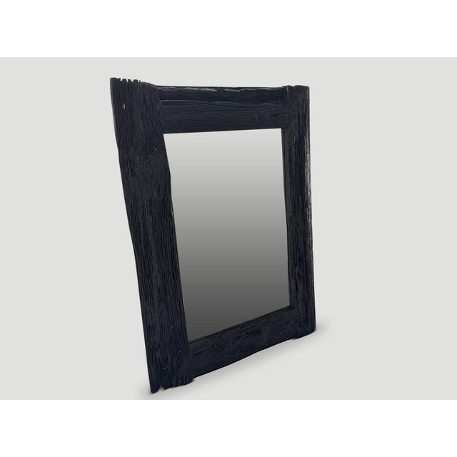 Andrianna Shamaris Charred Iron Wood Frame Mirror For Sale - Image 4 of 6