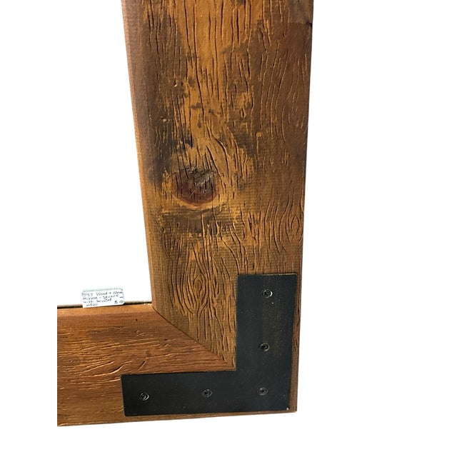 Industrial Rustic Industrial Lodge Style Wall Mirror W/Metal Brackets For Sale - Image 3 of 6