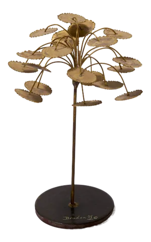 Brass and Steel Welded Tree Sculpture Signed