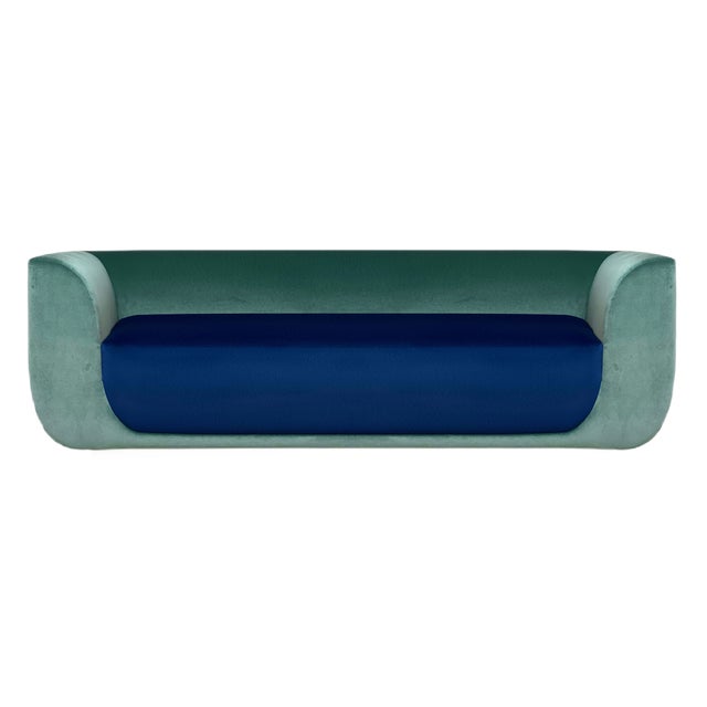 ABYSS Sofa in Mint and Ocean Blue Velvet from Kabinet For Sale