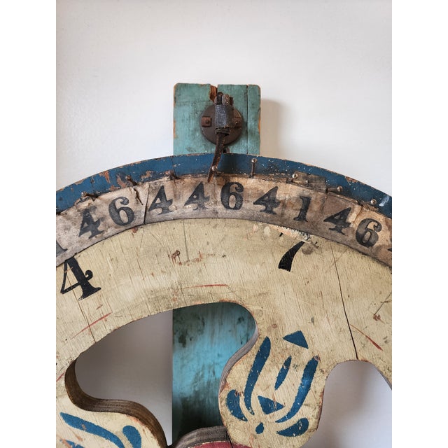 1930's Vintage Folk Art Hand Painted Carnival "Wheel of Fortune" For Sale - Image 9 of 12