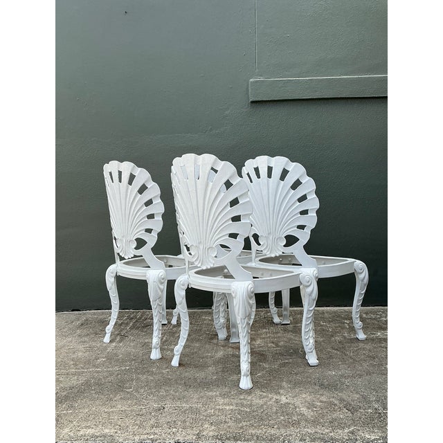 White Vintage Regency Cast Aluminum Dining Chairs - Set of 4 For Sale - Image 8 of 12