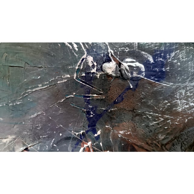 Aqua Ovidiu Kloska, Strong Desire to Fly Over a Night Lake, Acrylic on Canvas For Sale - Image 8 of 13