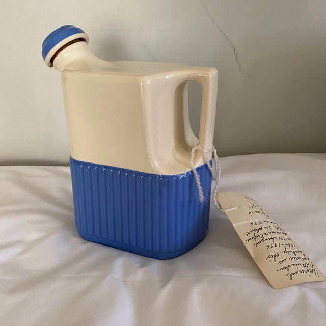 Farmhouse 20th Century Universal Cambridge Pottery Primitive Farmhouse Cork Lid Pitcher Jug For Sale - Image 3 of 11