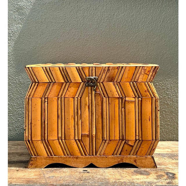Vintage Faceted Rattan Box For Sale - Image 11 of 12