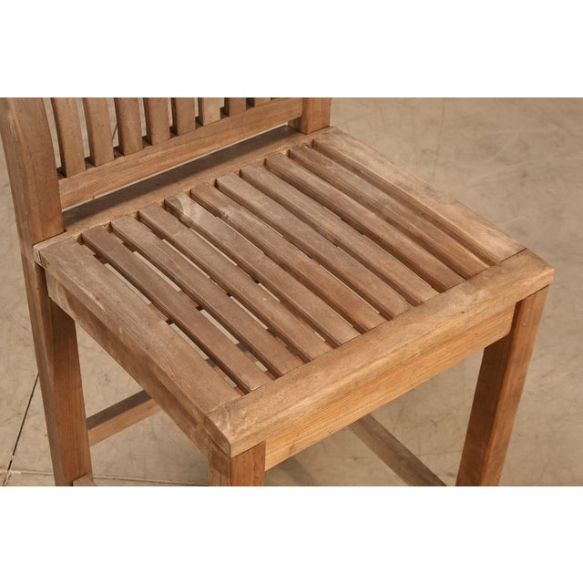 Wood BenchSmith Set of Four 'Buckingham' Teak Outdoor Bar Stools For Sale - Image 7 of 18