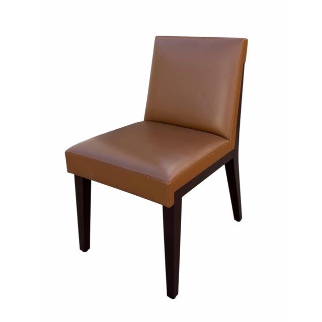 Contemporary Set of 8 Holly Hunt Walnut & Leather Dining Chairs For Sale - Image 3 of 8