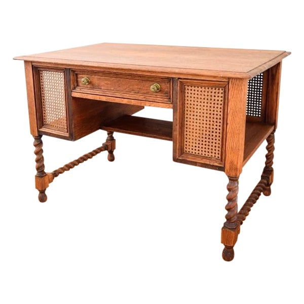 Antique Barley Twist Tiger Oak Desk Chairish