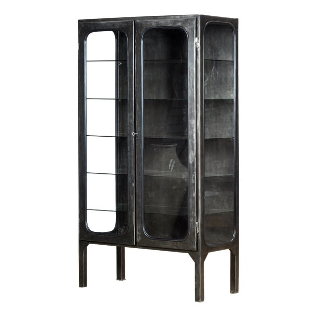 Vintage Glass Medical Cabinet, 1970s For Sale