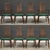 A set of eight green mid century modern teak high back Eva dining chairs with vertical slatted backs designed by Koefoeds...