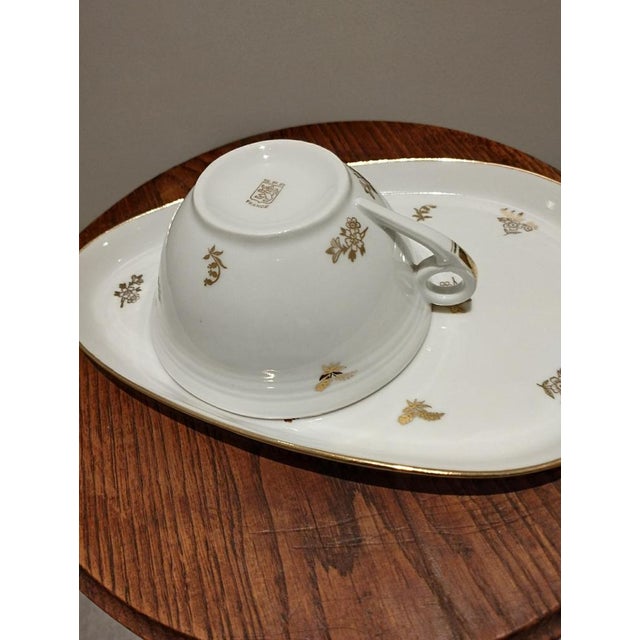 Porcelain Un Ègoïste Cup and Tray from Limoges, 1940s, Set of 2 For Sale - Image 6 of 12