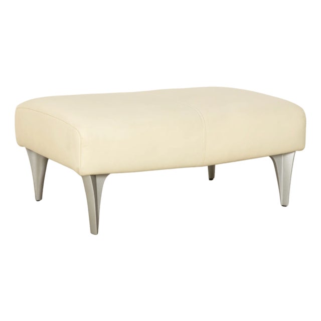 Model 1600 Leather Stool Cream White from Rolf Benz For Sale