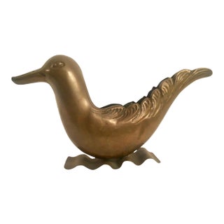 Mid-Century Brass Bird Urn Vase For Sale