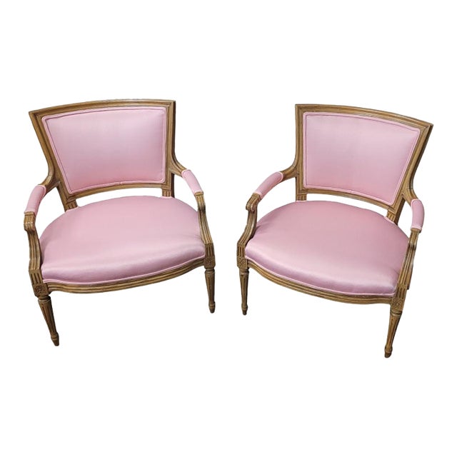 Pair Hot Pink 1950s French Chairs For Sale