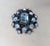 1990s Vintage Signed Marie Ferra Rhodium Plated Faux-Aquamarine & Sapphire Brooch For Sale - Image 5 of 6