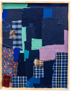 Yanira Collado, Mixed Media Textile Assemblage Collage Painting on Wood Yanira Collado, Miami, 2020