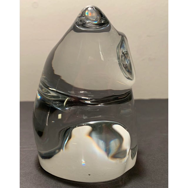 Orrefors Mid-Century Orrefors Sweden Crystal Owl Paper Weight For Sale - Image 4 of 8