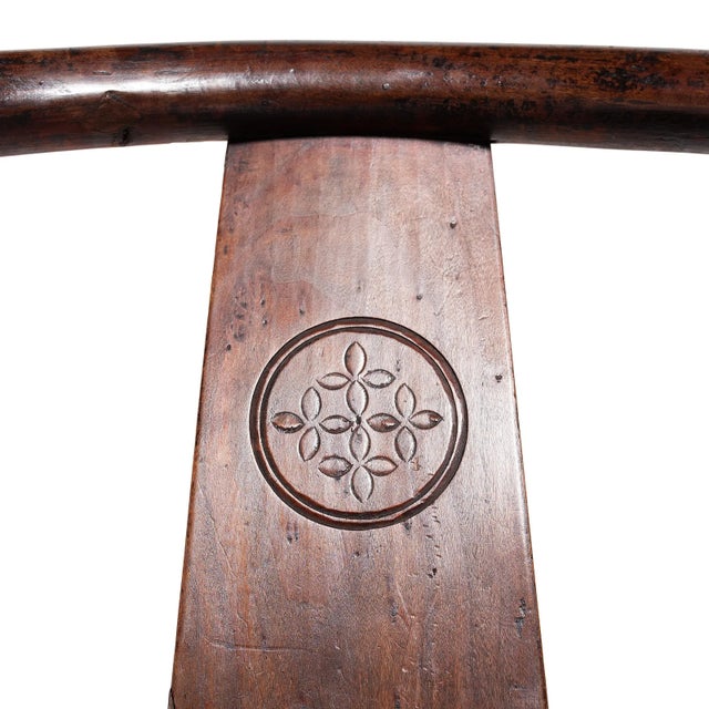 Wood Chinese Red Lacquer Roundback Chair, 19th C. For Sale - Image 7 of 8