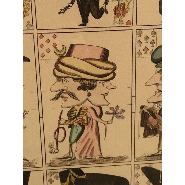 19th Century Caricature Playing Cards in Frame For Sale - Image 5 of 6