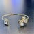 Metal Bochic Jungle Gold and Silver White Topaz Bangle For Sale - Image 7 of 18