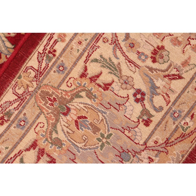 Textile Shabby Chic 1990's Pak-Persian Red/Beige Wool Rug - 6'1'' X 9'1'' For Sale - Image 7 of 9