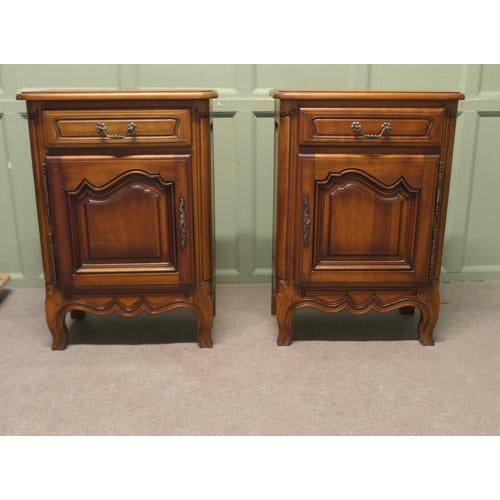 A Pair of French Cherrywood Side Cabinets or Bedside Cupboards This is a very good quality pair of side cabinets, at the...