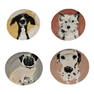 Sally Muir Dog-a-Day Dessert Plate Set of 4 For Sale