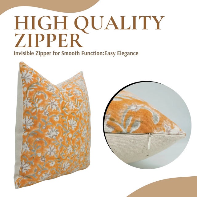 Fabdivine Decorative Block Print Cushion Cover 16x16 Inch Duck Canvas-Aradhana For Sale - Image 4 of 5