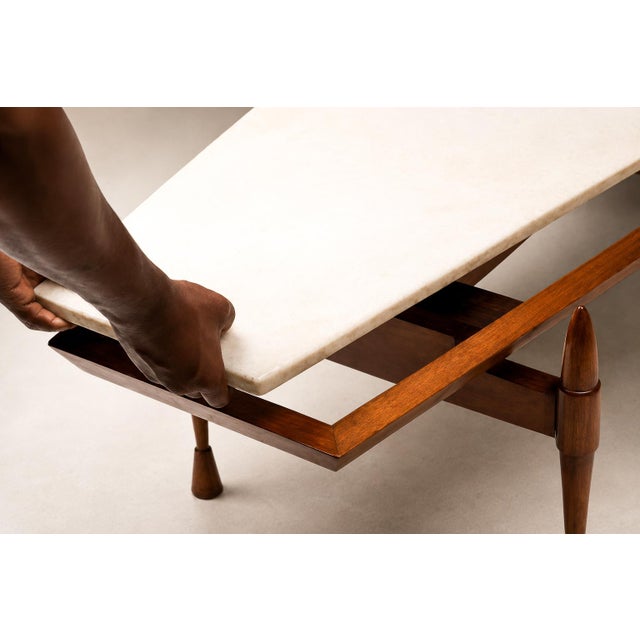 Brazilian Modern Coffee Table in Caviúna Wood and Marble by Bertomeu, Brazil, 1960s For Sale - Image 4 of 17