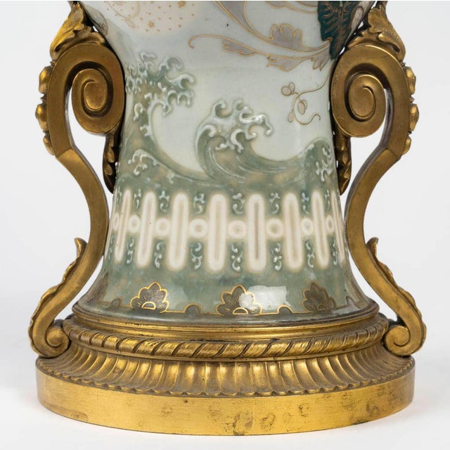 Large Enameled Porcelain Vase by Albert Damousset, Early 20th Century For Sale - Image 12 of 14