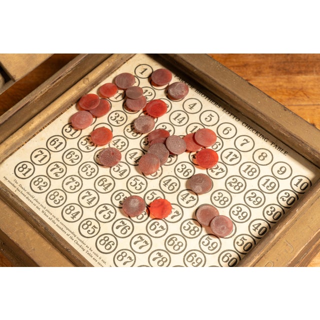 Wood Antique Lotto Checker With Wooden Lotto Drum by Parker Brothers For Sale - Image 7 of 9