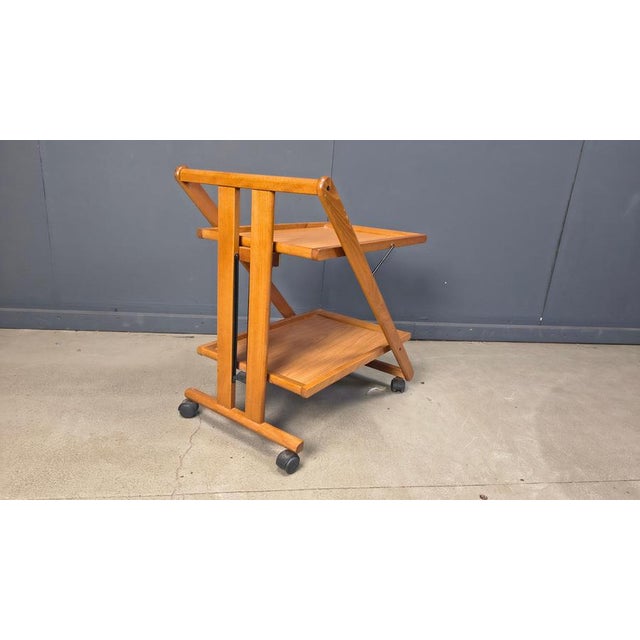 Vintage Italian Foldable Wooden Serving Cart, 1980s For Sale - Image 13 of 18