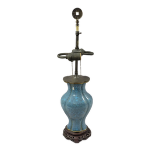 Antique Lobed Blue Cloisonne Table Lamp