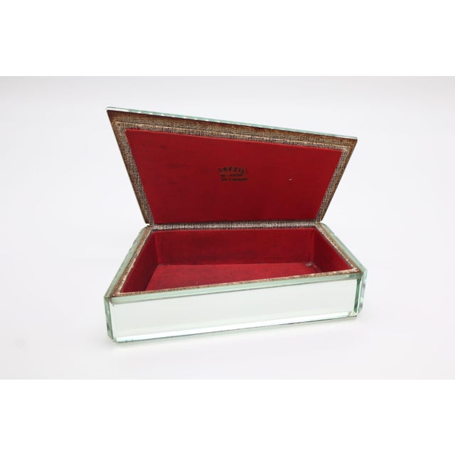 Vintage Art Deco Style Mirrored Glass Jewelry Box, 1950s, in Very Good conditions. Designed 1950 to 1959 This piece has an...