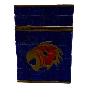 Mid 20th Century Salvador Teran Mexico Vintage Mid-Century Modern Hand Wrought Brass Mosaic Tile Bird Lidded Box