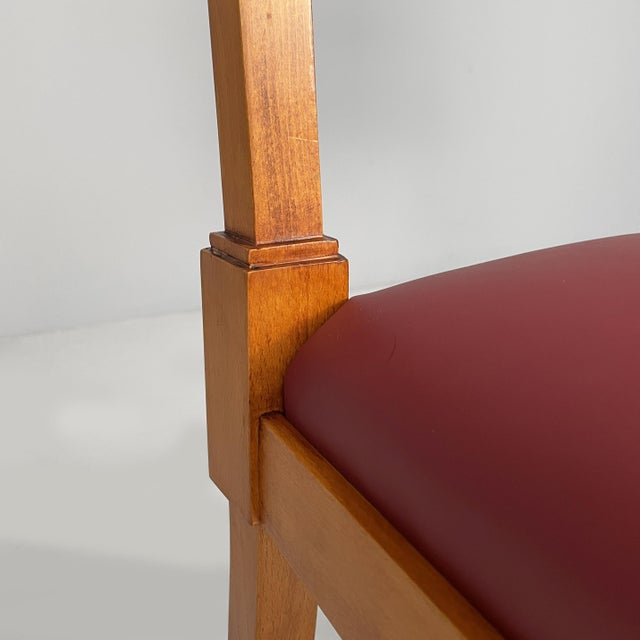 Wood Mid-Century Modern Italian Wooden Chairs with Burgundy Sky, 1940s, Set of 6 For Sale - Image 7 of 15