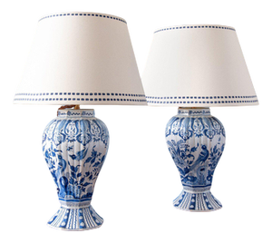 Blue and White Faience Vase Lamps from Samson, 19th Century, Set of 2