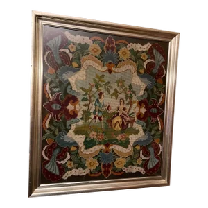 Framed French Needlepoint Scene