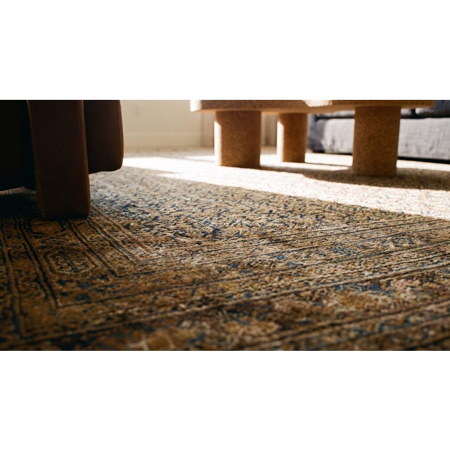 1890s Blue Navy Herati Tribal Antique n.e. Persian Khorassan Moud Rug 11'6" X 15'2" Handknotted Wool Carpet For Sale - Image 9 of 9
