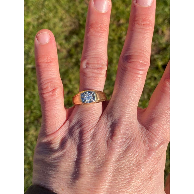 Contemporary The Holbrook: Gentleman's Yellow Gold and Natural Diamond Ring For Sale - Image 3 of 12