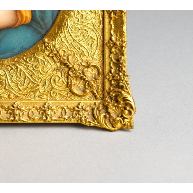 Antique KPM-Style Porcelain Plaque, Madonna Della Sedia After Raphael, Signed Spitz, Giltwood Frame For Sale - Image 11 of 11