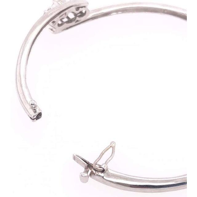 14 Karat White Gold Bangle Bracelet With Three Diamonds For Sale - Image 11 of 11