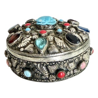 20th Century Egyptian Silver Jeweled Box For Sale