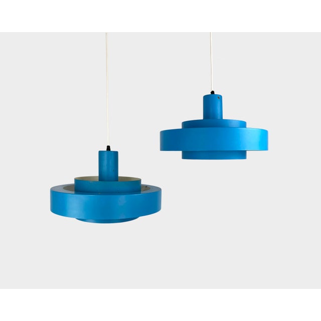 Blue Equator Pendant Lamps by Jo Hammerborg for Fog & Mørup, 1968, Set of 2 For Sale - Image 16 of 16