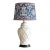 Vintage White Ceramic Bamboo Patterned Lamp With Fabric Shade For Sale