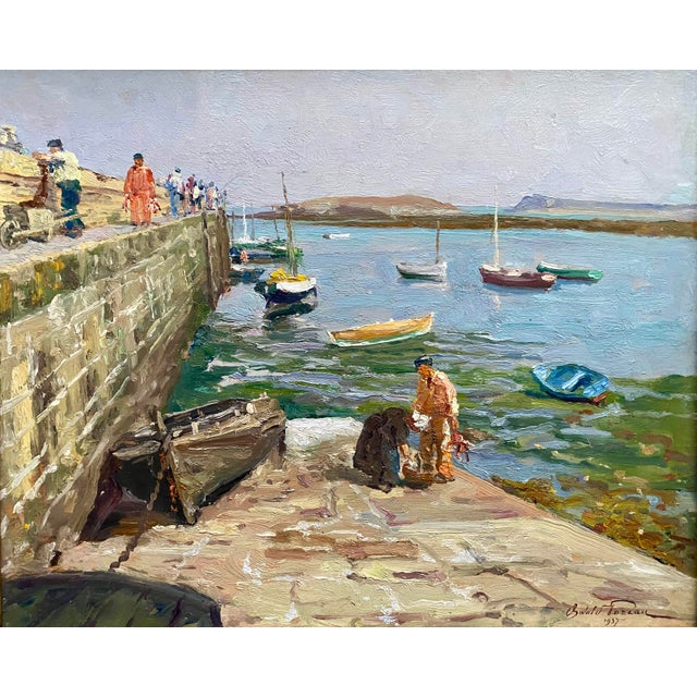Oswald Poreau Schaarbeek 1877 – 1955 Waterloo Belgian Painter 'Low Tide at Portivy, Brittany' Signature: signed lower...