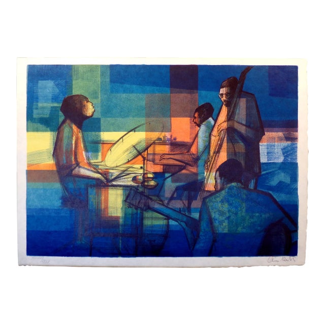 Sacha Chimkevitch "Quartet" Signed & Numbered Lithograph on Japon, Blue Jazz For Sale