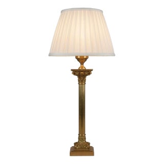 Tall Vintage Neoclassical Brass Table Lamp with Black Marble Base, 1950s For Sale